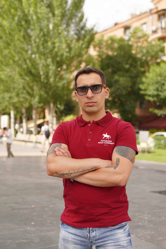 Mens classic deep red polo