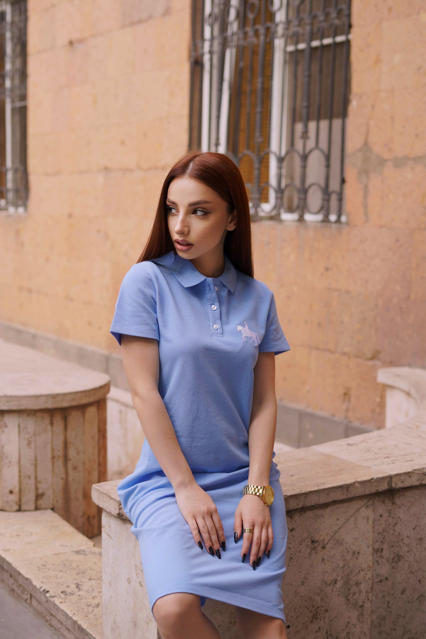 Light blue polo dress