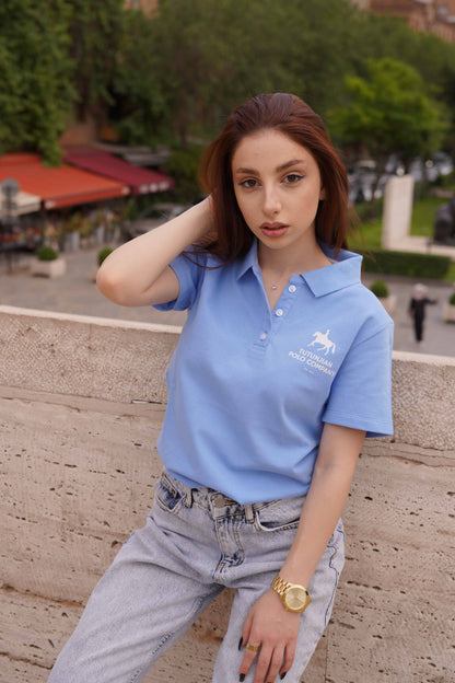 Womens classic light blue polo